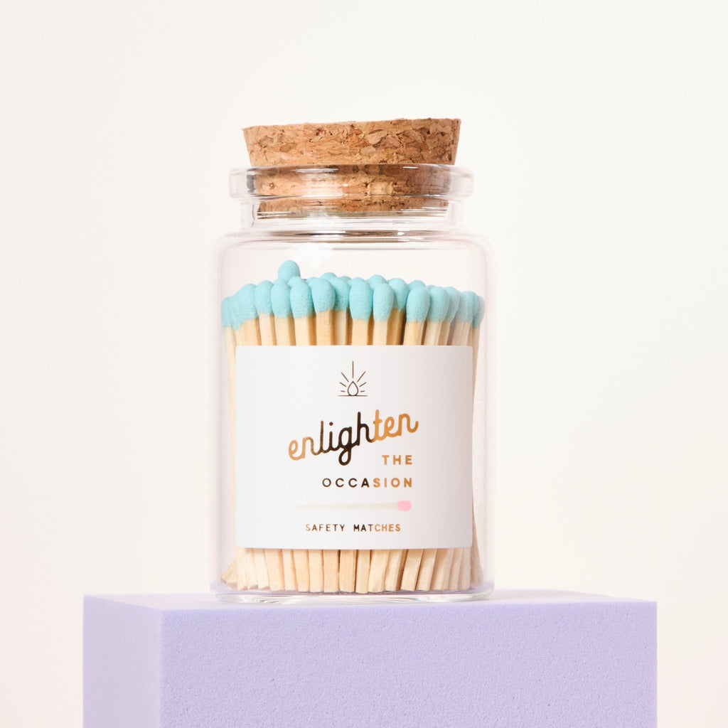 Lux Mini Match Corked Vial with Baby Blue Wooden Matchsticks - Enlighten the Occasion