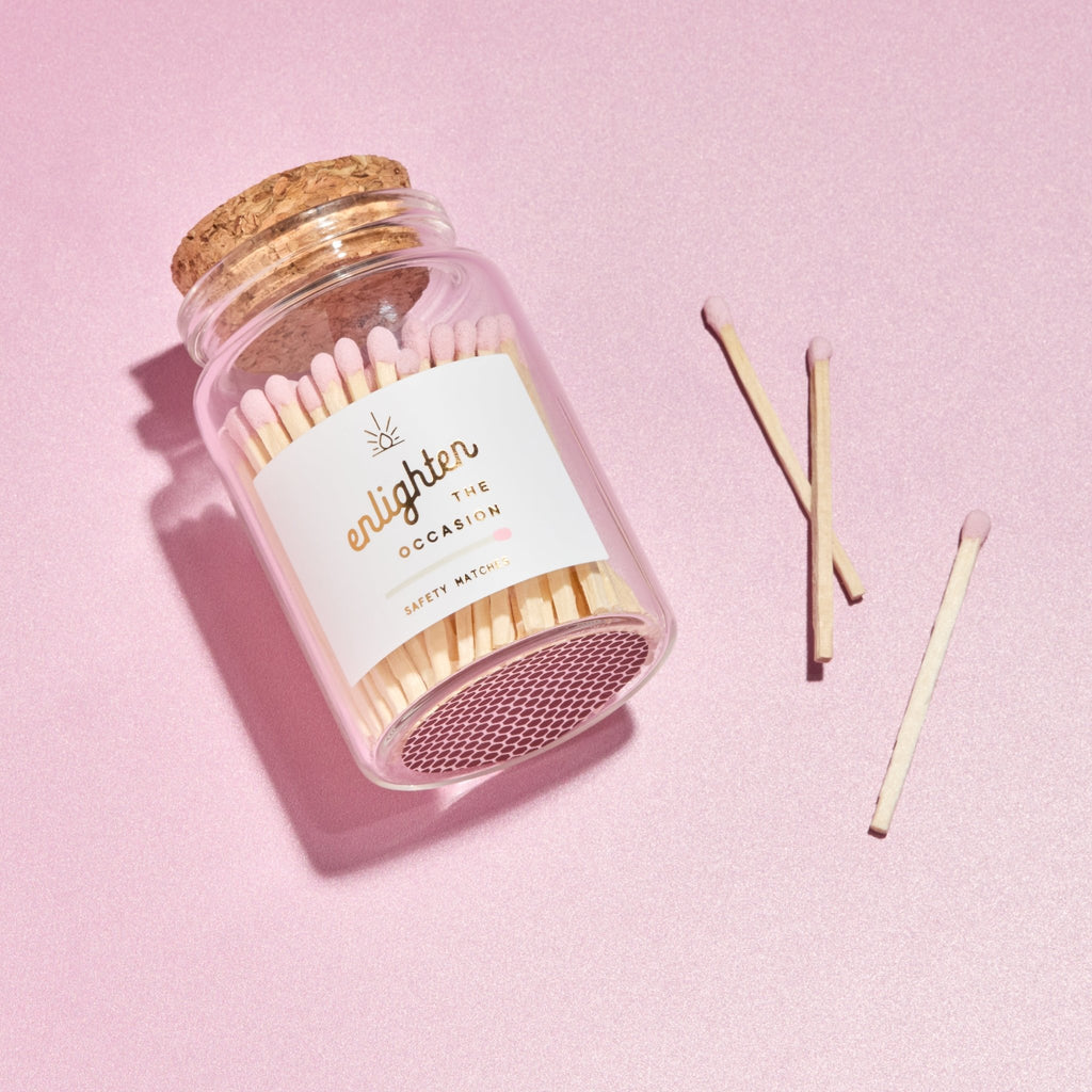 Lux Mini Match Corked Vial with Baby Pink Wooden Matchsticks - Enlighten the Occasion