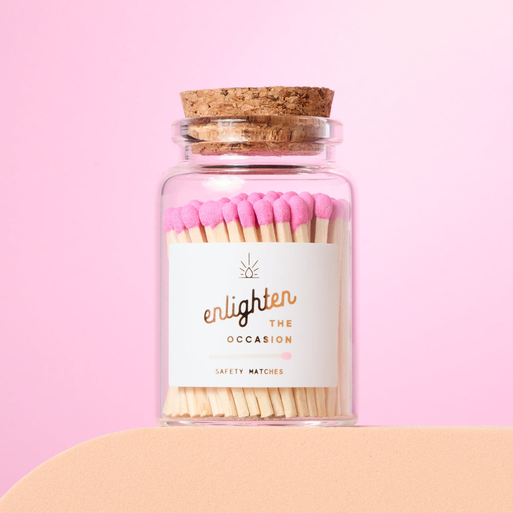 Lux Mini Match Corked Vial with Bubblegum Pink Wooden Matchsticks - Enlighten the Occasion