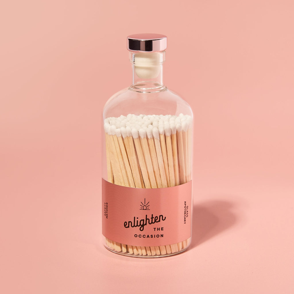 Rose Gold Apothecary Jar with White Wooden Matchsticks - Enlighten the Occasion