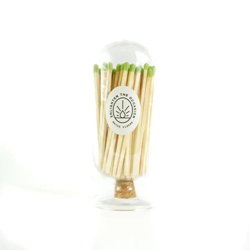 Cloche with Avocado Green Matchsticks - Enlighten the Occasion