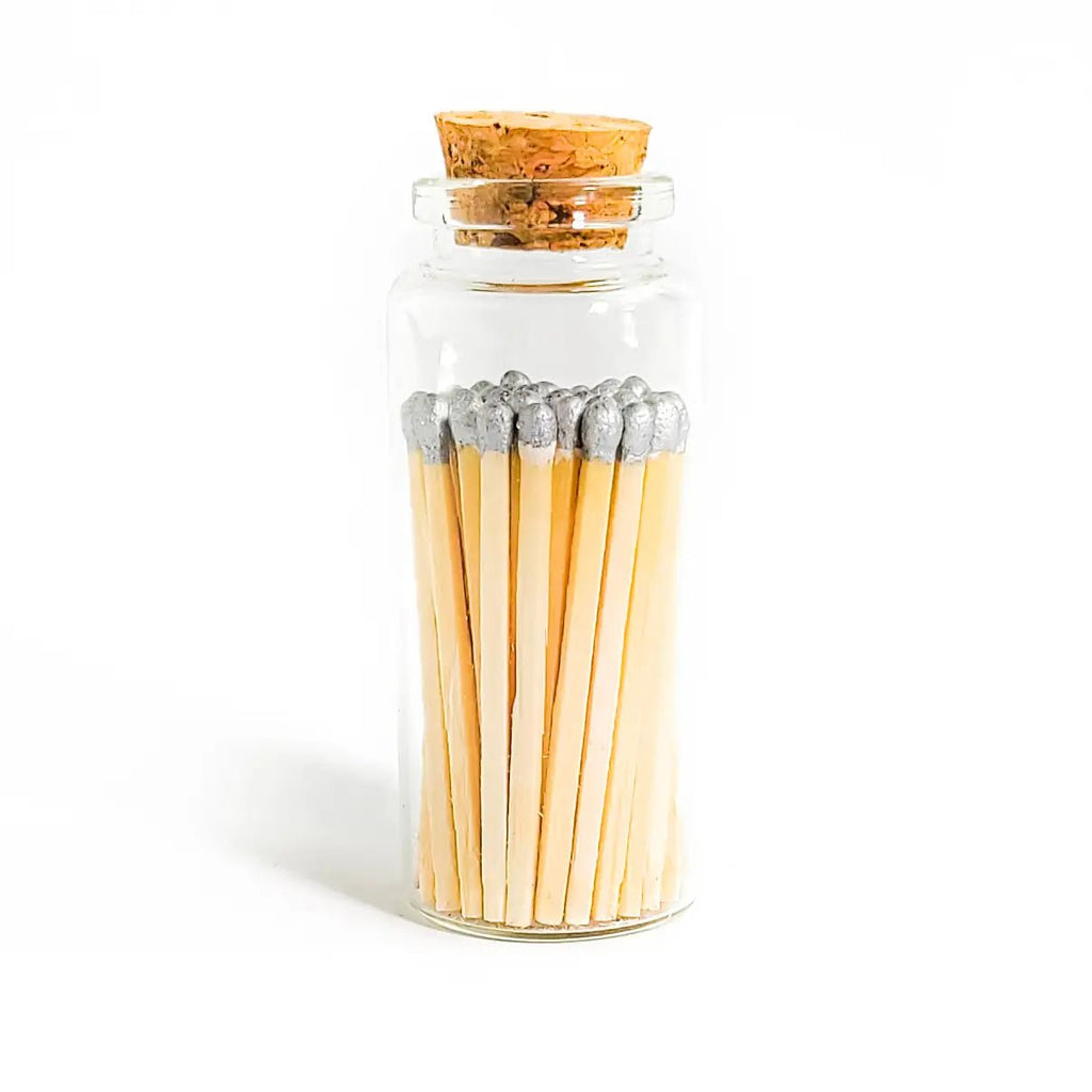 Silver Color Tip Matches in Medium Corked Vial - Enlighten the Occasion