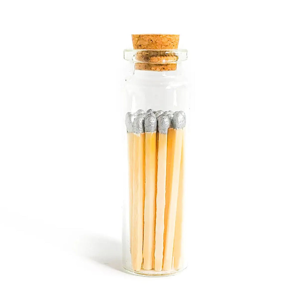 Silver Color Tip Matches in Small Corked Vial - Enlighten the Occasion